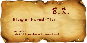 Blayer Karméla névjegykártya